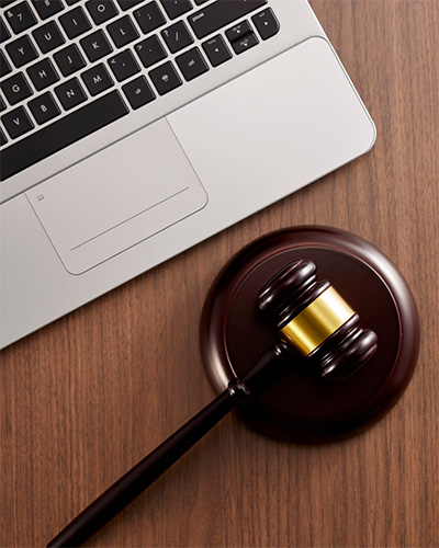 gavel near keyboard